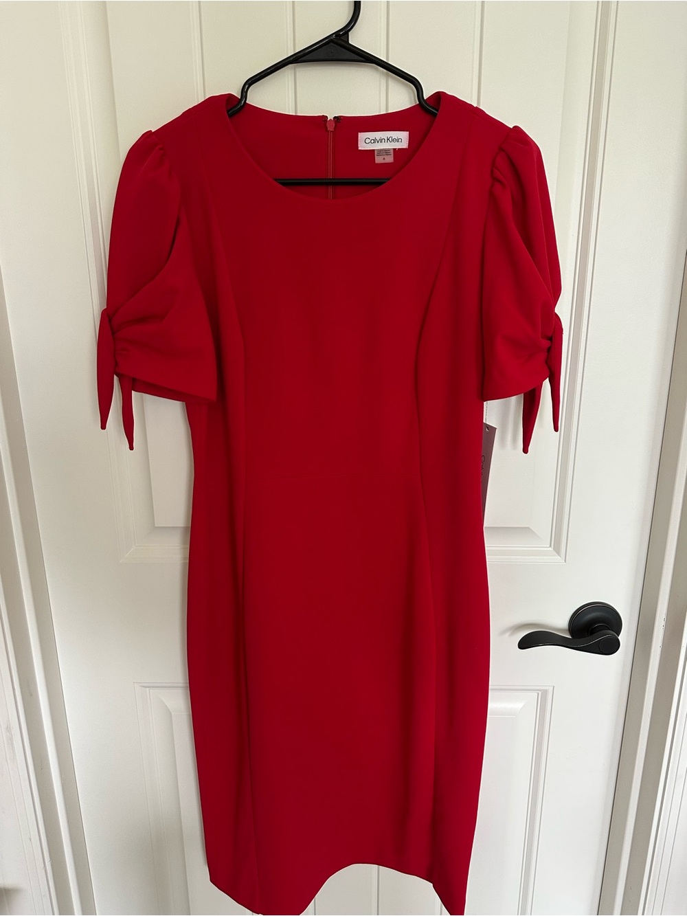 Calvin Klein Red Tie-Sleeve Dress